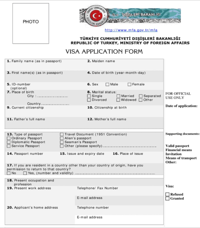 Hồ sơ thân nhân cần đơn xin visa Thổ Nhĩ Kỳ. Ảnh: Zoom Travel